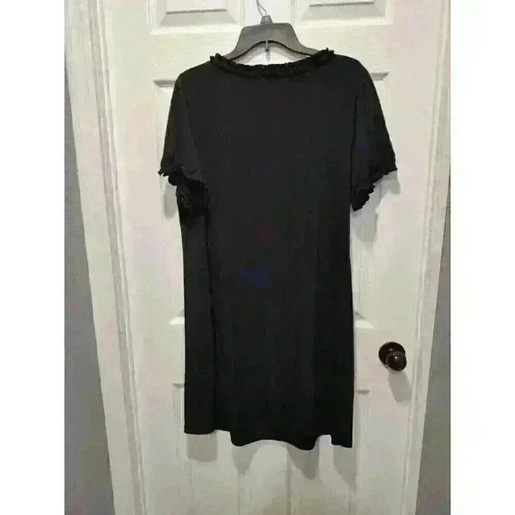 EnFocus Dress Womens Size 18W Ruffle Short Sleeve Polyester Blend Black Pullover - Picture 2 of 10
